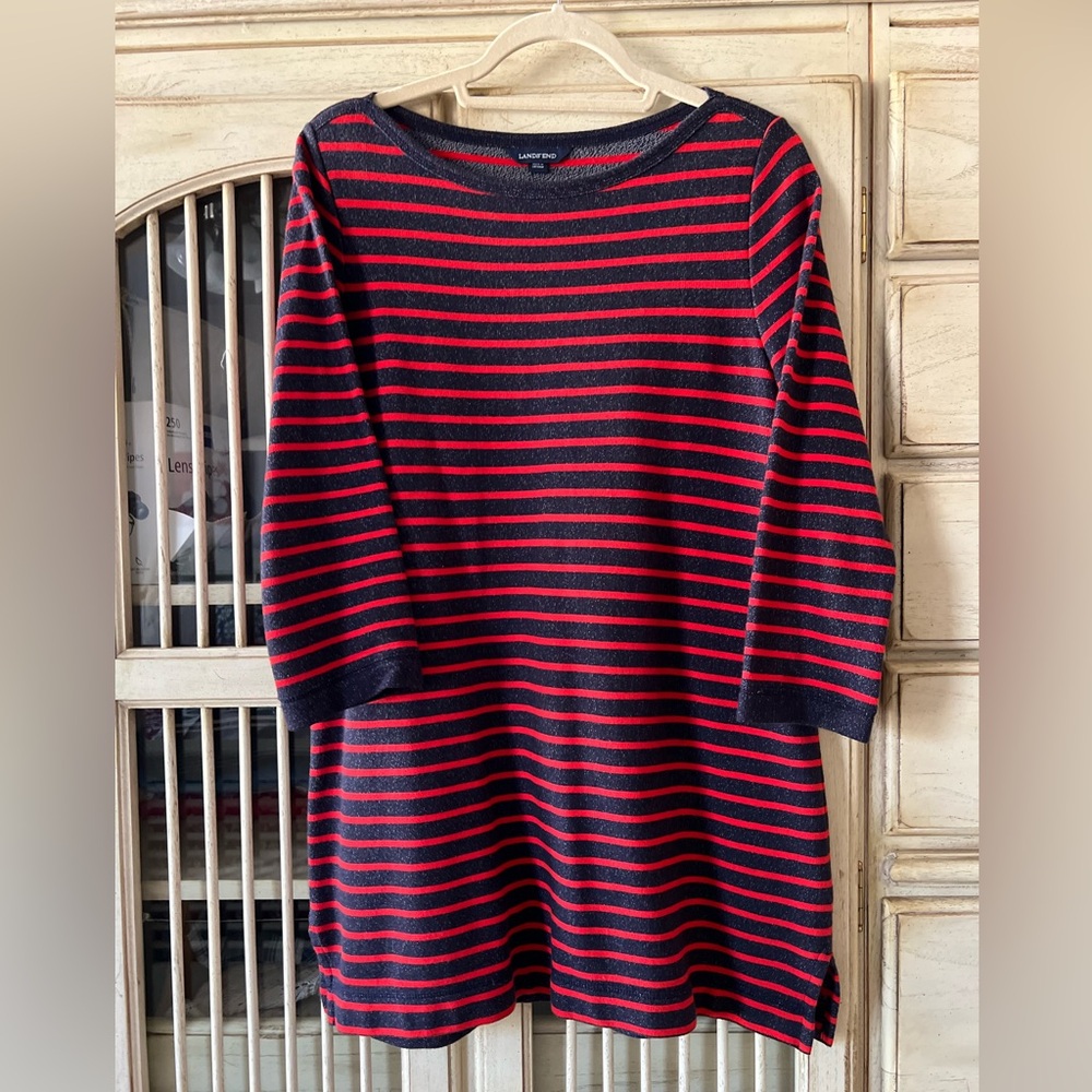 Lands End Navy & Red Striped Tunic